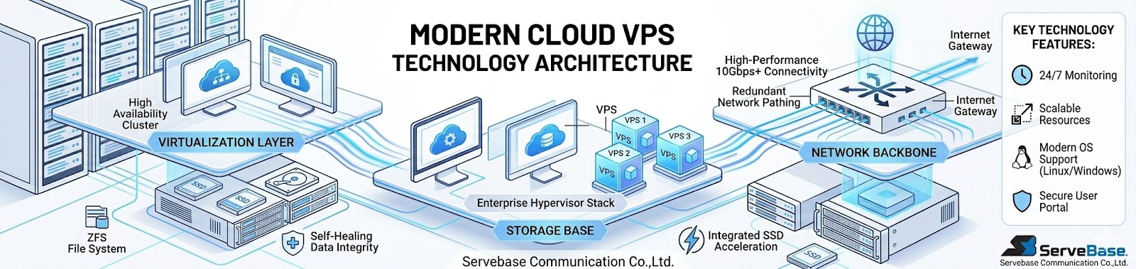 บริการ Cloud VPS ไทย มาตรฐาน Enterprise Stack เชื่อมต่อเครือข่าย 10Gbps